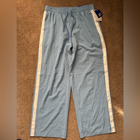 JoyLab Women’s Piped Mid Rise Track Pants NWT Size Medium Blue White Stripe - Picture 8 of 8